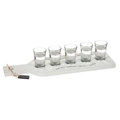 Träbricka jul för Shots, glas ingår