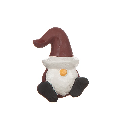 Liten sittande tomte i trä