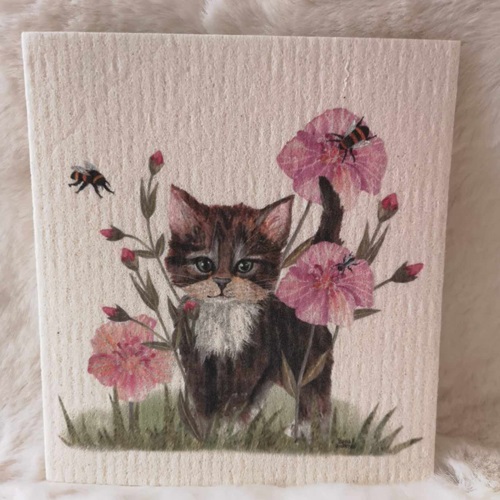 Disktrasa Katt med blommor