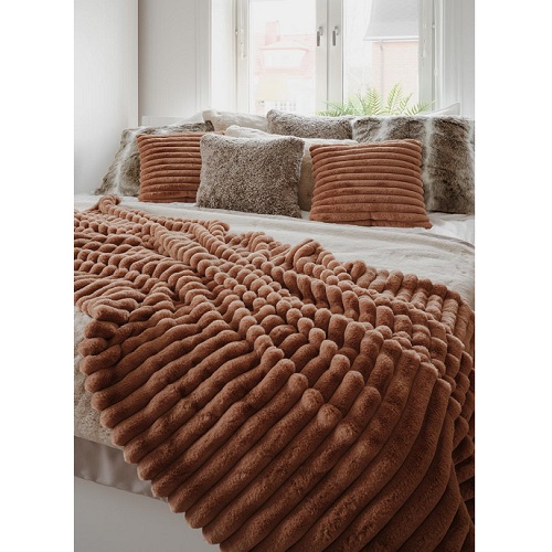Pläd Stripy Cognac