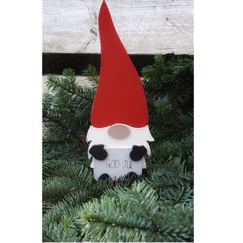Stående tomte God Jul i trä
