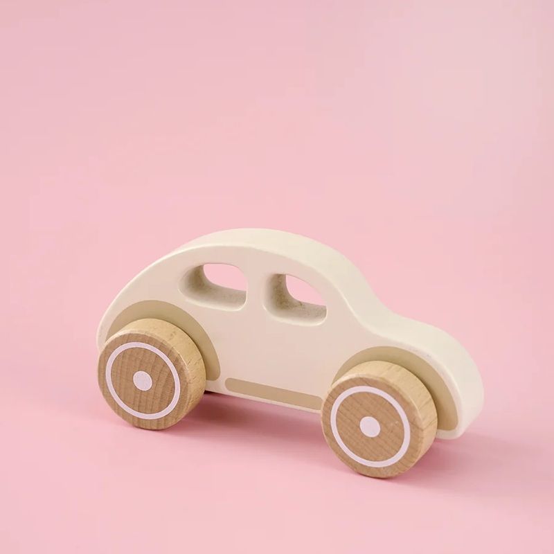 Bil Retro Beige – träbil för små förare