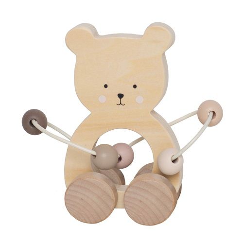 Träleksak Rulldjur Teddy med kulram