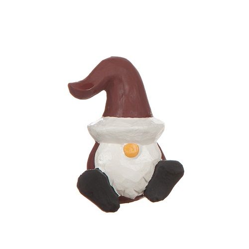 Liten sittande tomte i trä