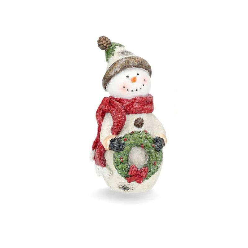 Snögubbe med Julkrans – Juldekoration